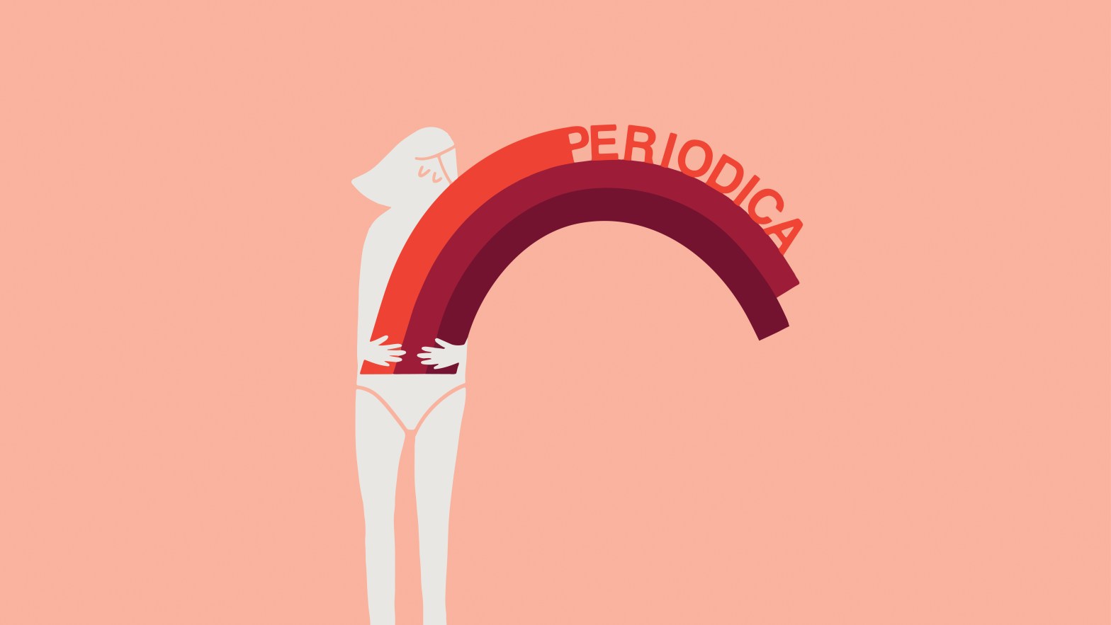 La scritta "Periodica" in rosso fuoriesce ad arcobaleno dalle mutande di una donna